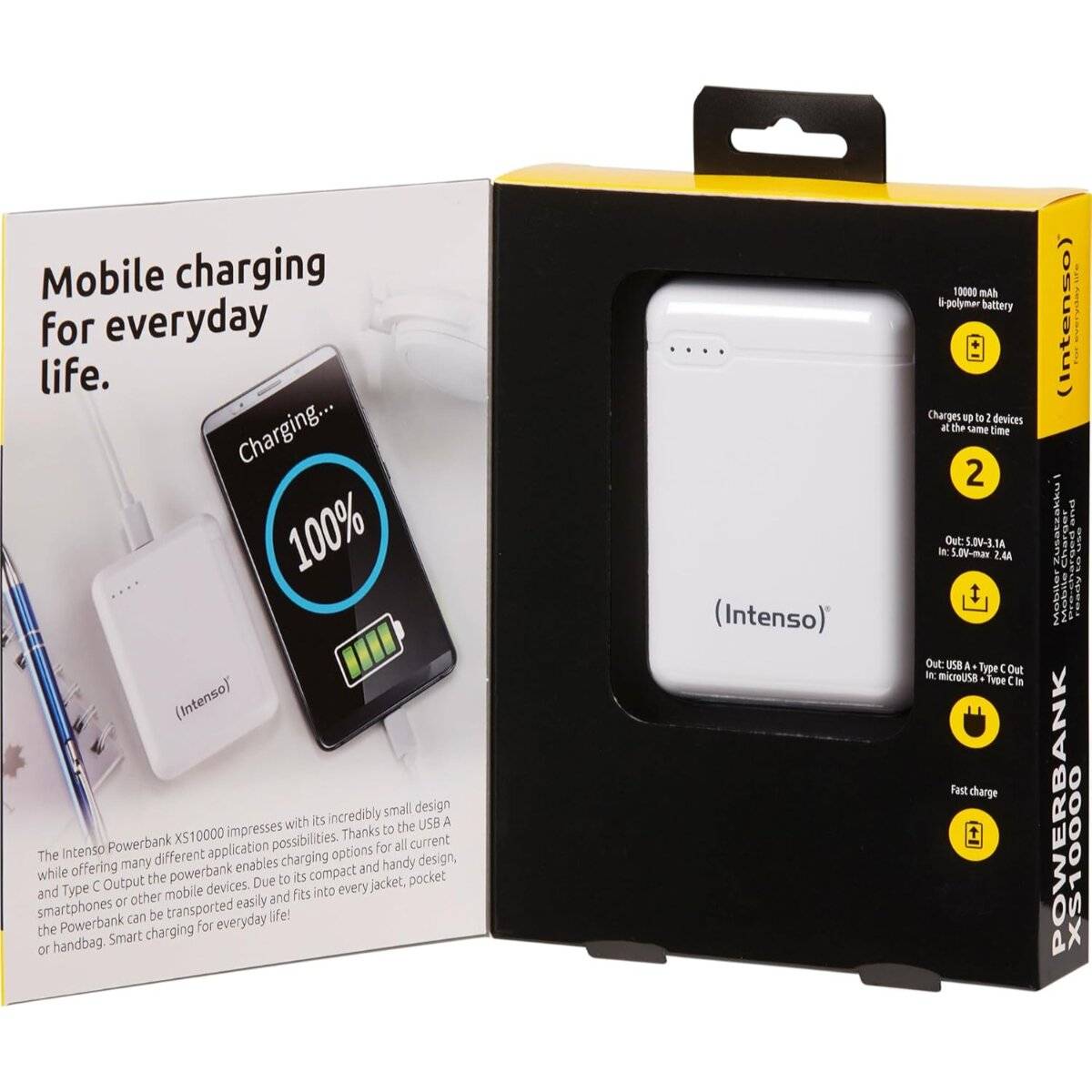 Intenso Power Bank portatile XS10000 10000mAh – Doppia uscita, leggero e sicuro, bianco-4