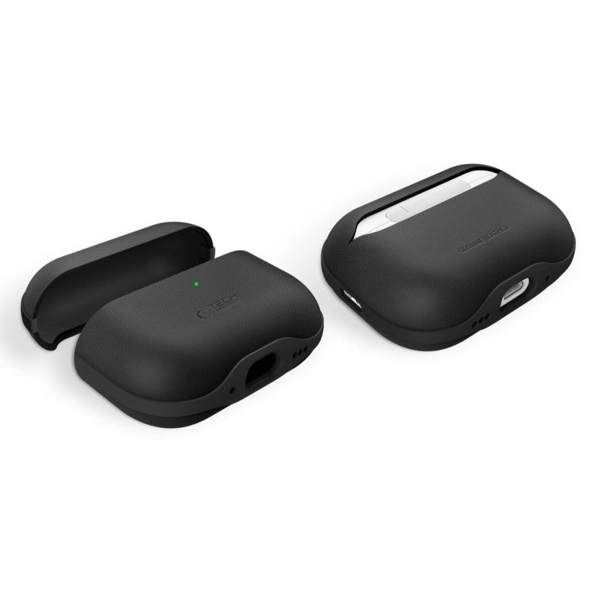 Custodia in pelle Tech-Protect NaturalFit per AirPods Pro 3 con tracolla, nera-2