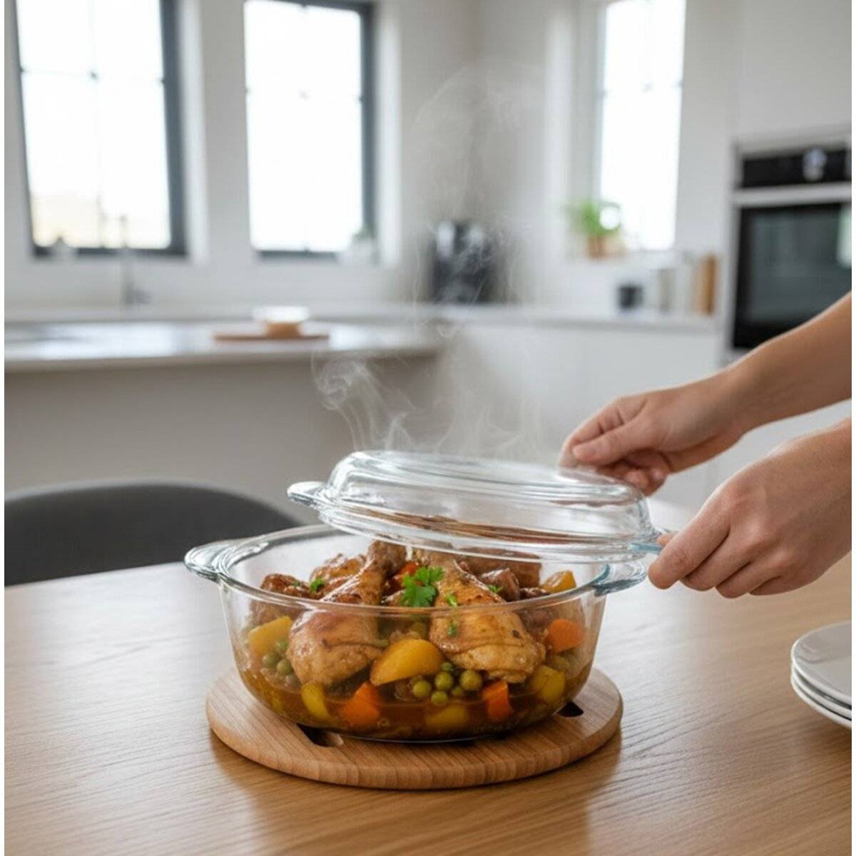 Casseruola Pasabahce Borcam con coperchio 2,1L - Resistente al calore e versatile-1