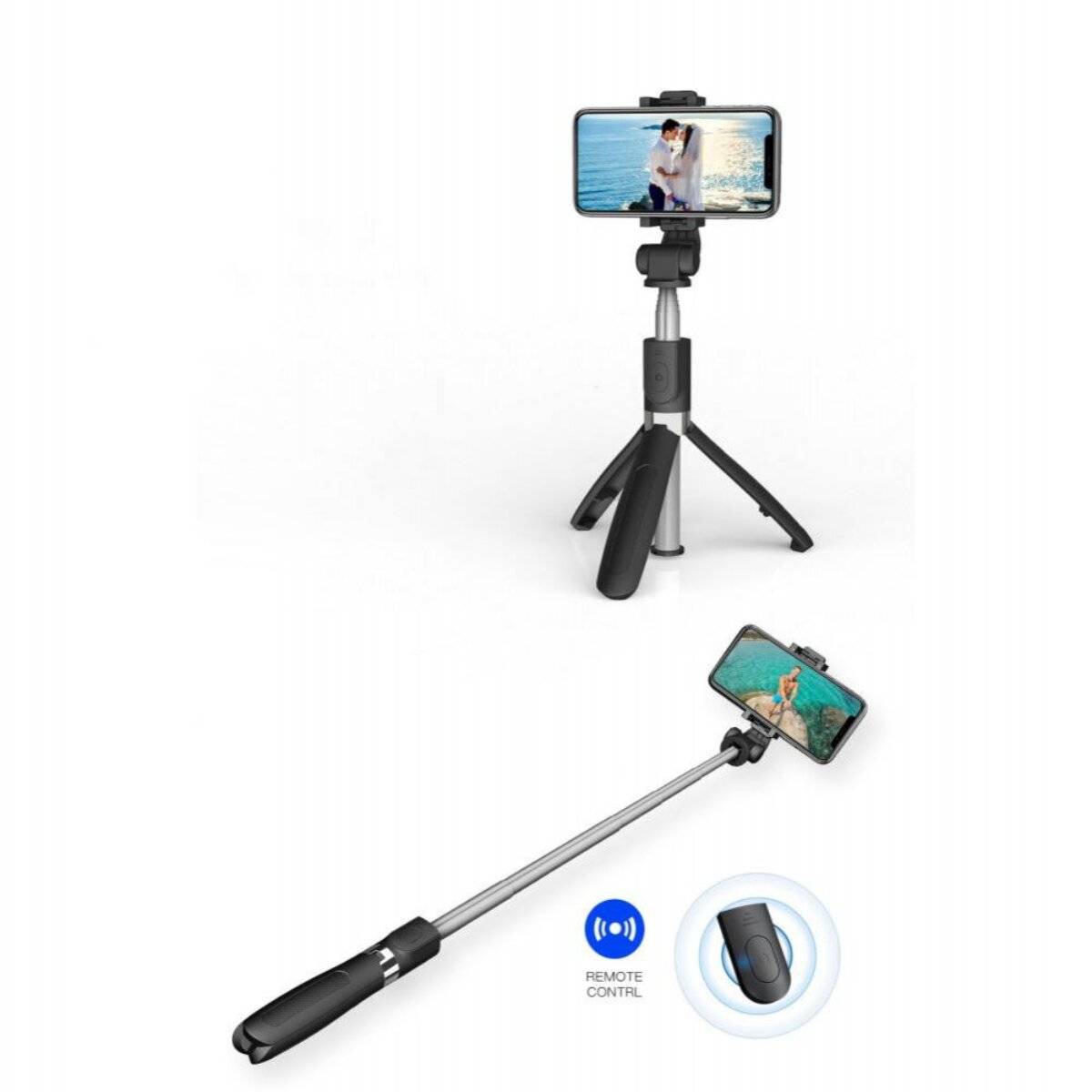 TechProtect L01S Selfie Stick Bluetooth con treppiede 70 cm Nero-3