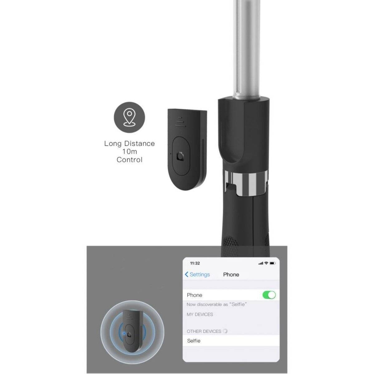 TechProtect L01S Selfie Stick Bluetooth con treppiede 70 cm Nero-4