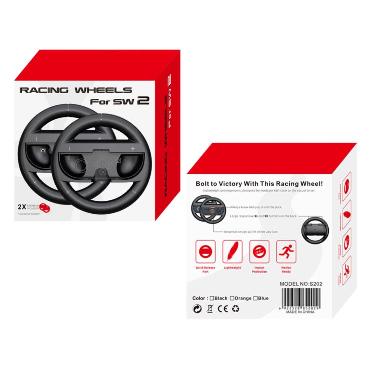 Volante da corsa 2-Pack per Nintendo Switch 2 Joy-Con Controller Nero-4