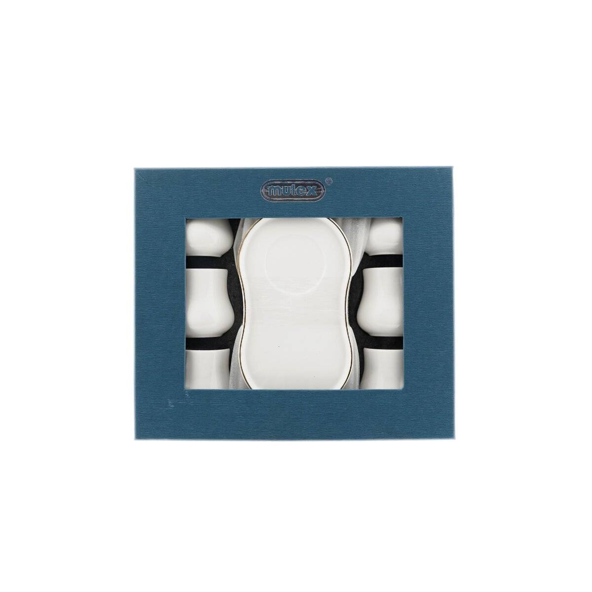 Elegante set di 12 tazze da caffè in porcellana - 100 ml, bianco/oro-3