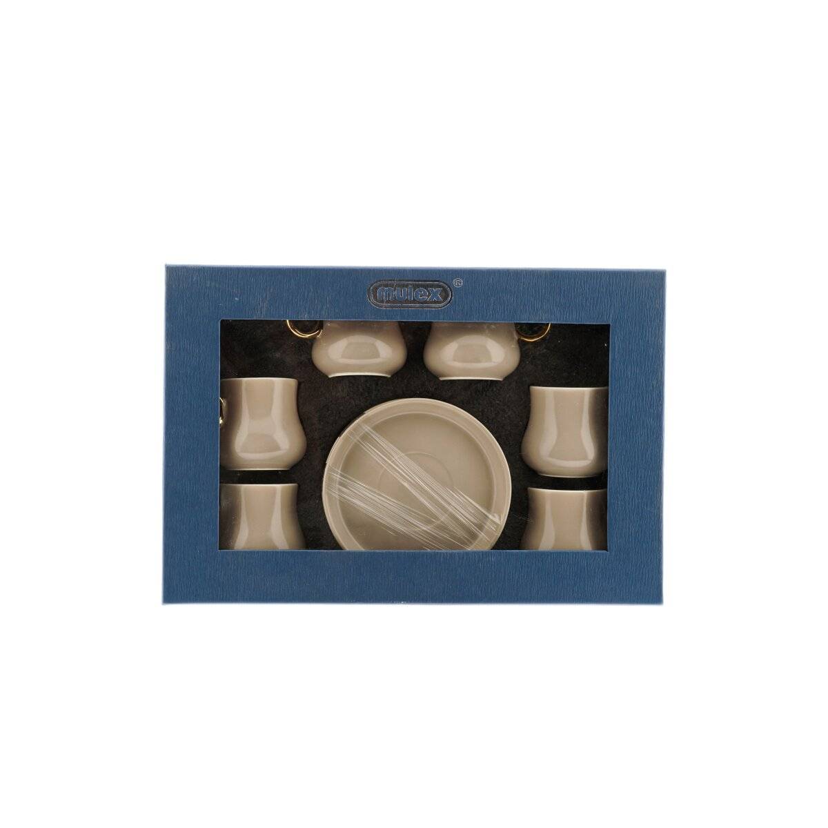 Set di 12 tazze da caffè in porcellana di alta qualità, 100 ml - Taupe/Oro-3