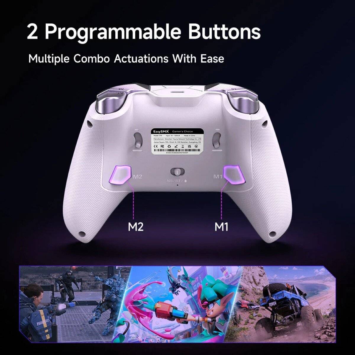Controller di gioco wireless EasySMX D10 con stazione di ricarica e illuminazione RGB, nero-3