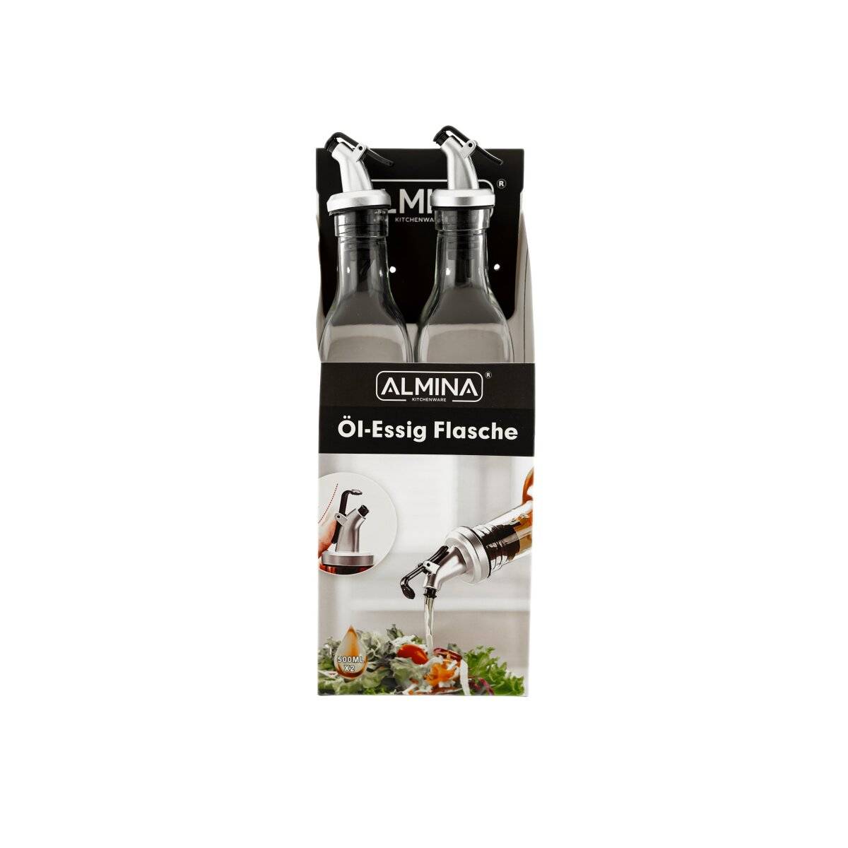 Set di 2 dispenser in vetro per aceto e olio - 500 ml, con beccuccio-4