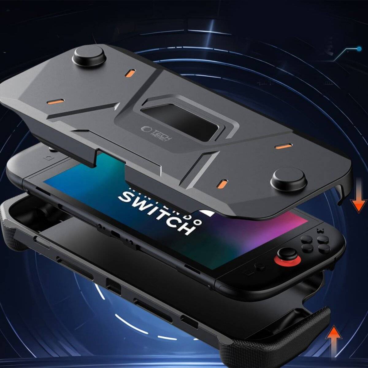 Custodia Tech-Protect Carbonox per Nintendo Switch 2 nera-2