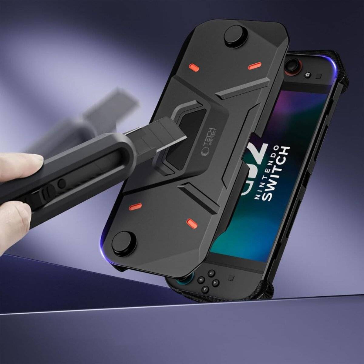 Custodia Tech-Protect Carbonox per Nintendo Switch 2 nera-4