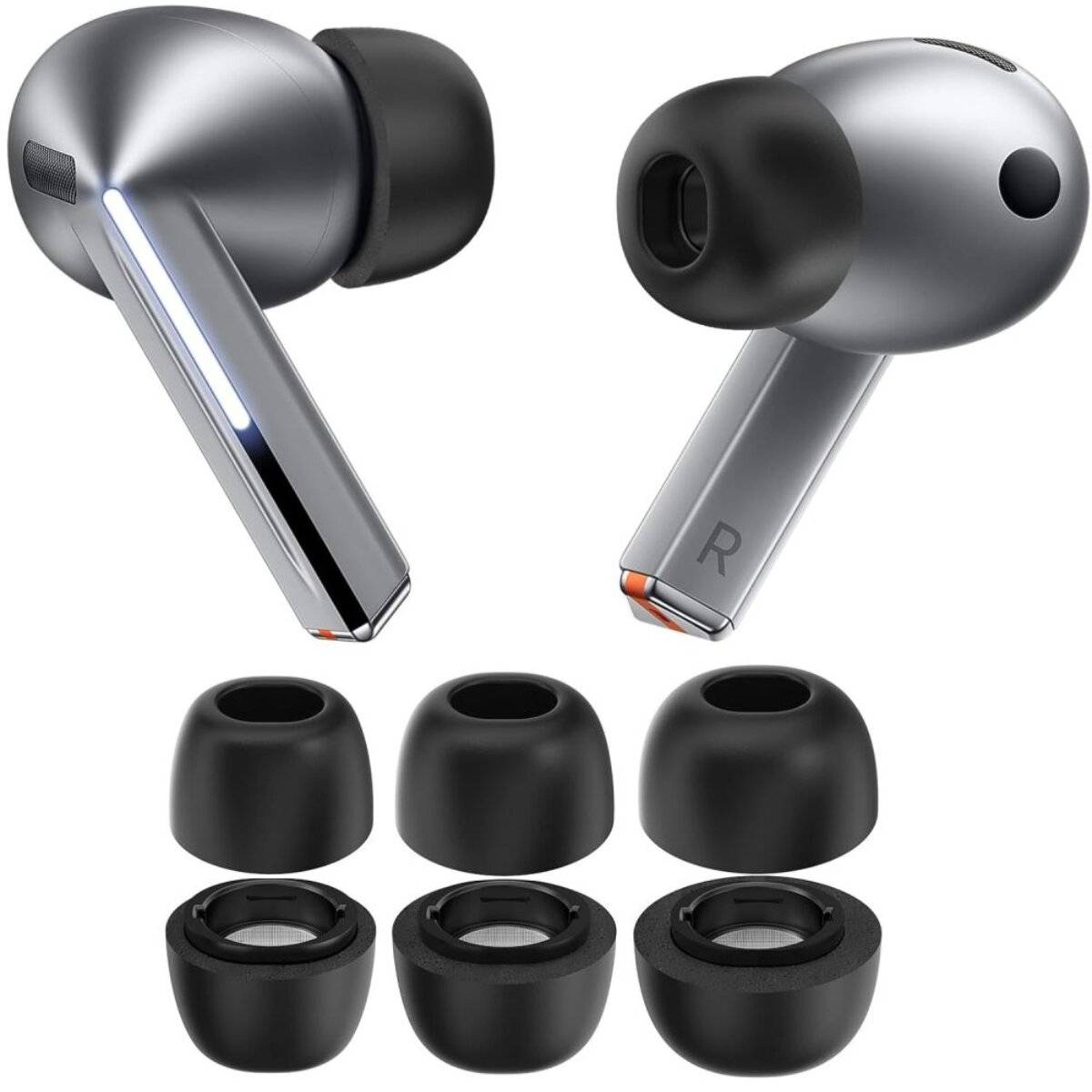 Gommini auricolari TechProtect per Samsung Galaxy Buds 3 Pro S/M/L neri (set da 3 pezzi)-1