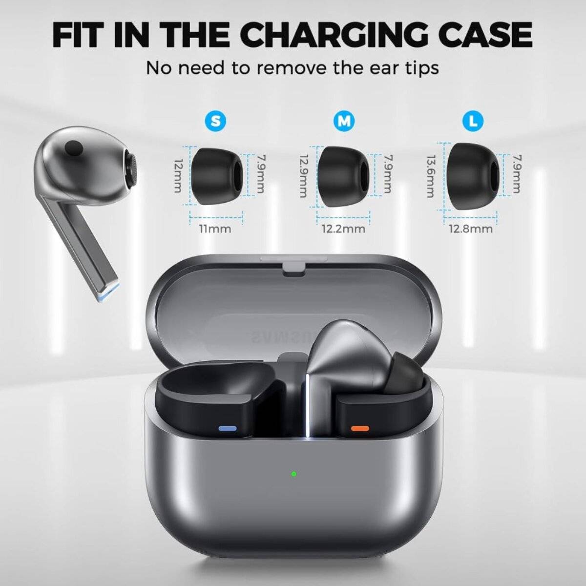 Gommini auricolari TechProtect per Samsung Galaxy Buds 3 Pro S/M/L neri (set da 3 pezzi)-2