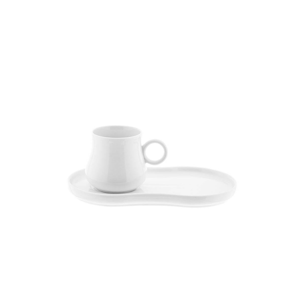 Elegante set di 12 tazze da caffè in porcellana - 100 ml, bianco-0