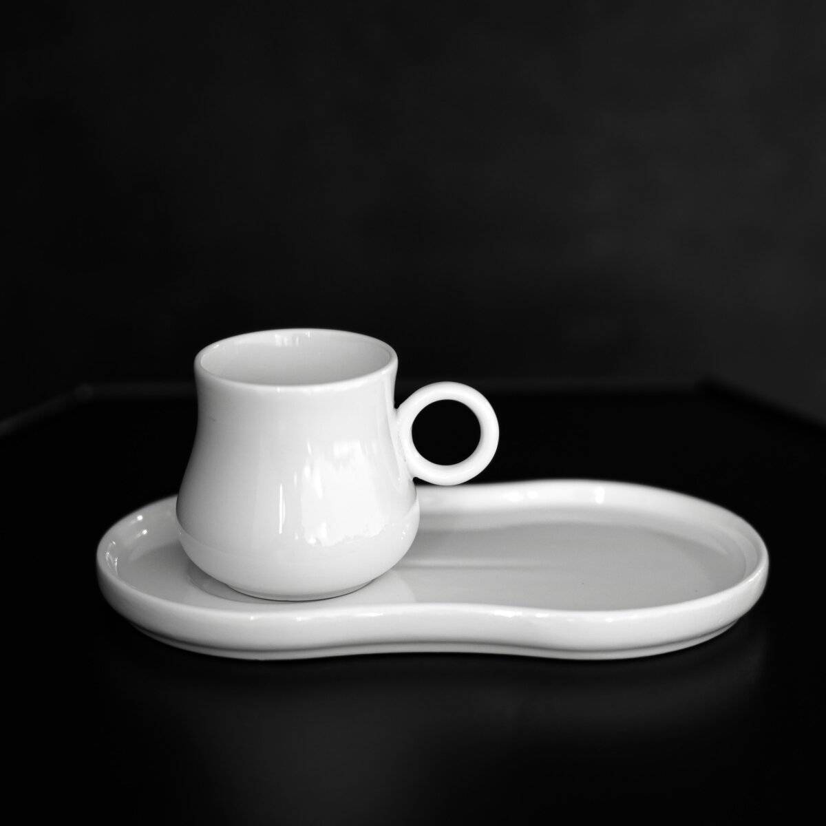 Elegante set di 12 tazze da caffè in porcellana - 100 ml, bianco-1