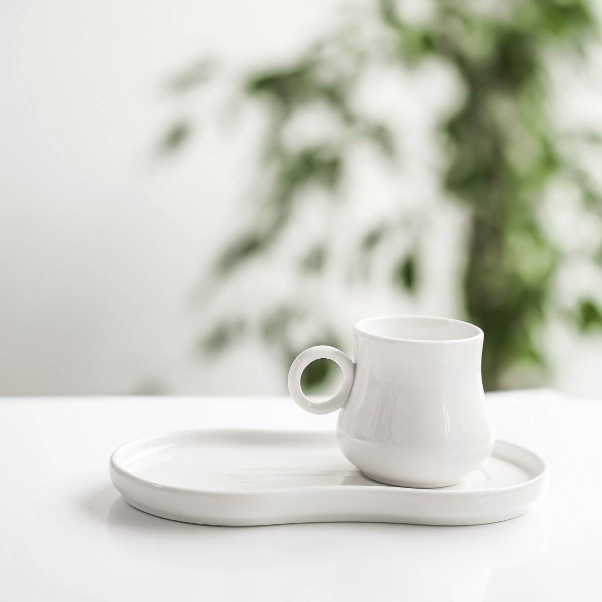Elegante set di 12 tazze da caffè in porcellana - 100 ml, bianco-2