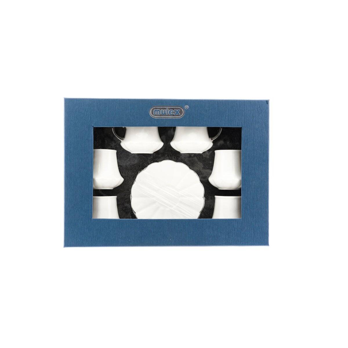 Elegante set di 12 tazze da caffè in porcellana - bianco e argento, 100 ml-4