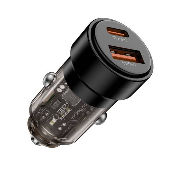 Caricabatteria da auto Tech-Protect CC03 a 2 porte PD75W – Nero