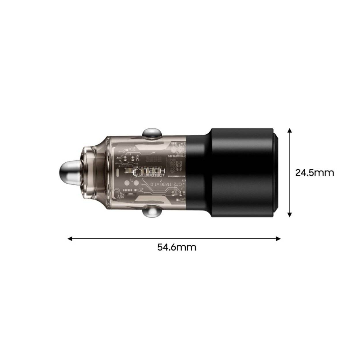 Caricabatteria da auto Tech-Protect CC03 a 2 porte PD75W – Nero-1