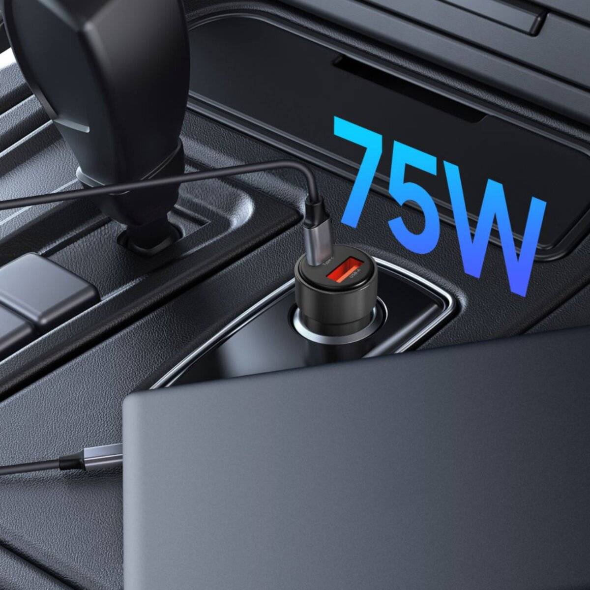 Caricabatteria da auto Tech-Protect CC03 a 2 porte PD75W – Nero-3