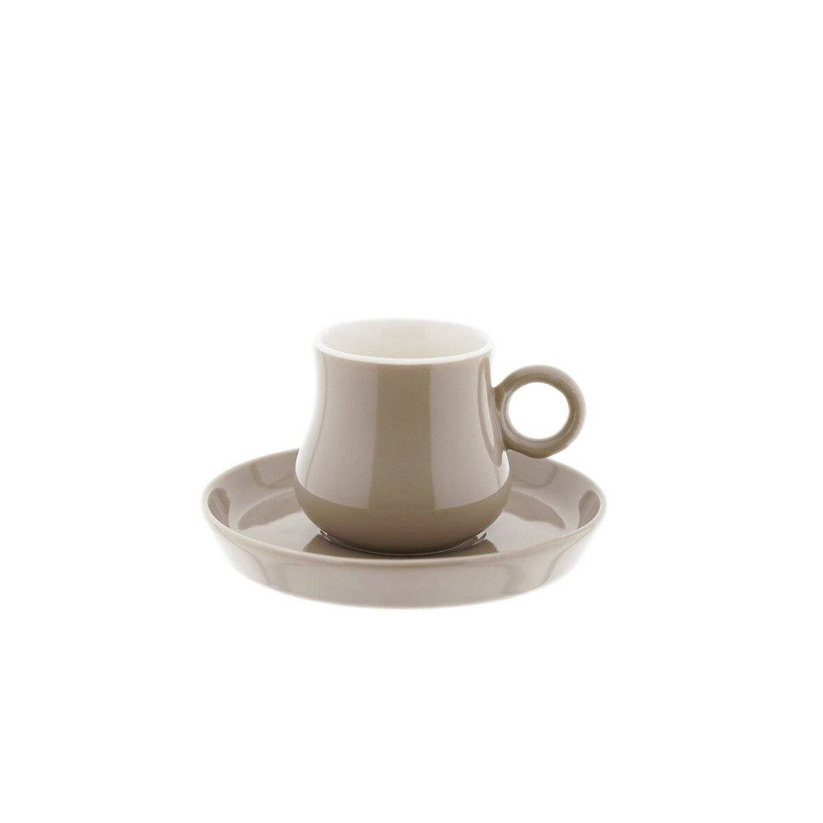 Set di 12 tazze da caffè in porcellana di alta qualità, 100 ml - Taupe-0