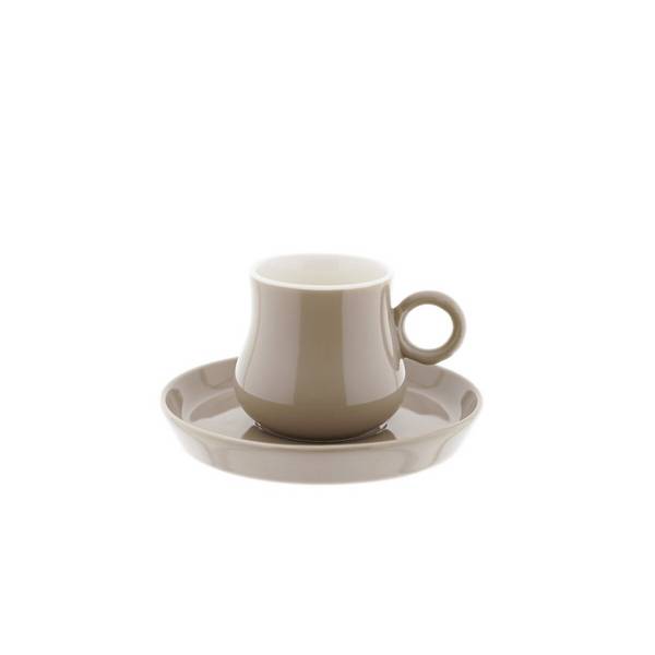 Set di 12 tazze da caffè in porcellana di alta qualità, 100 ml - Taupe