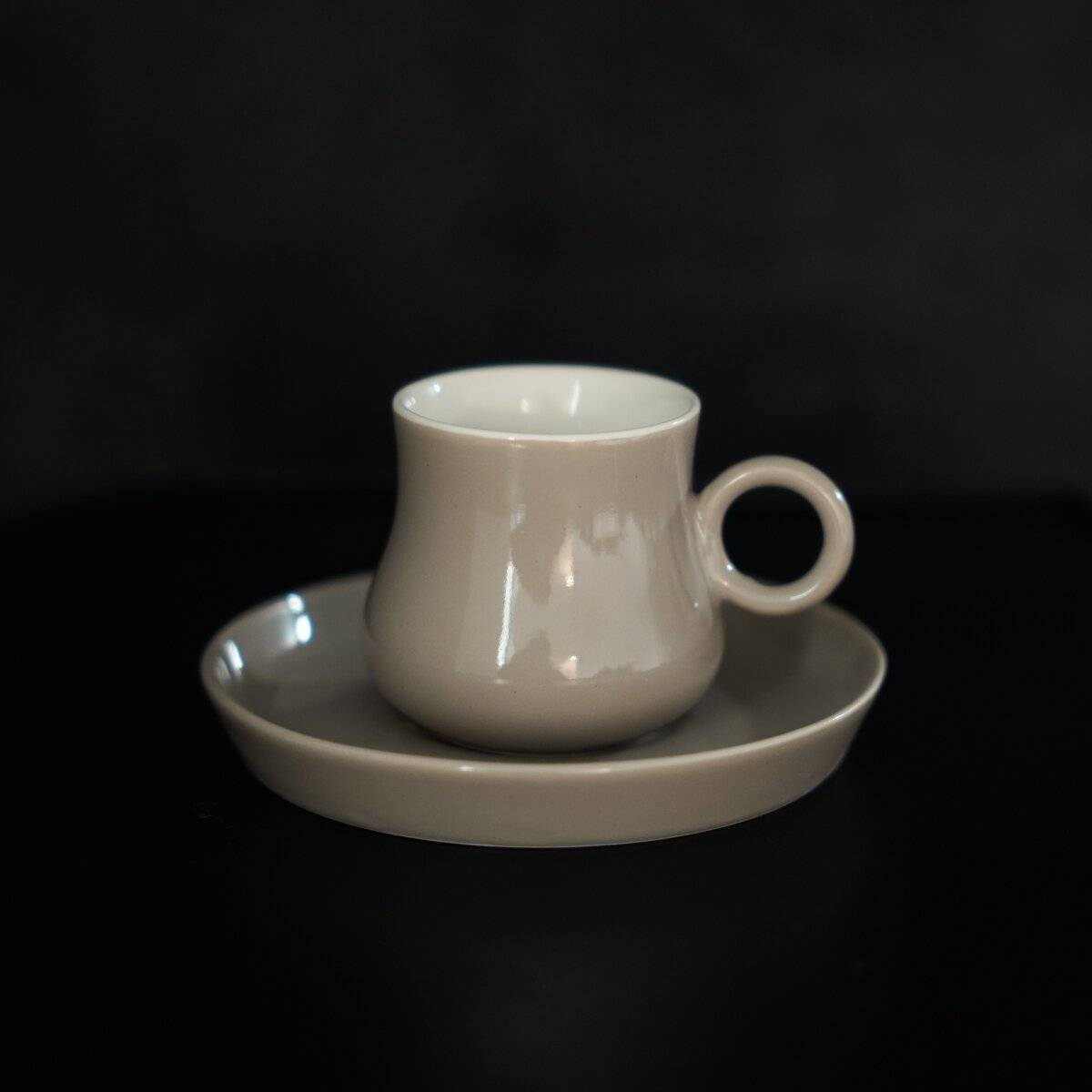 Set di 12 tazze da caffè in porcellana di alta qualità, 100 ml - Taupe-2