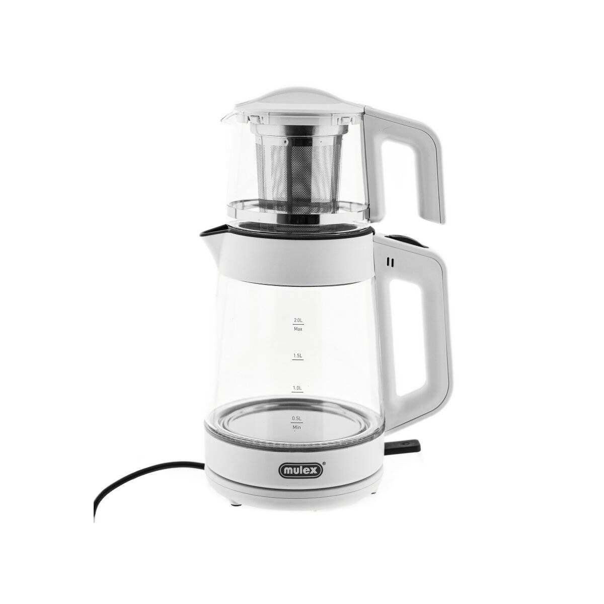 Mulex Tea Express 2 in 1 Bollitore e Teiera in Vetro - 1L + 2L - Bianco-0