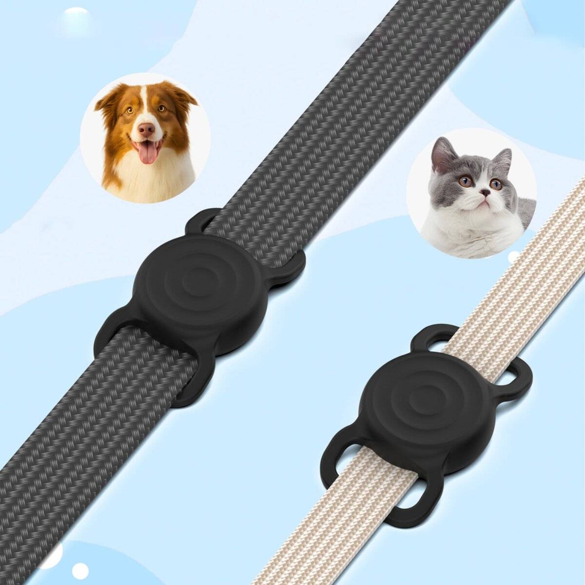 Custodia in silicone AirTag EA-75-01 impermeabile nera per collari per animali domestici-3