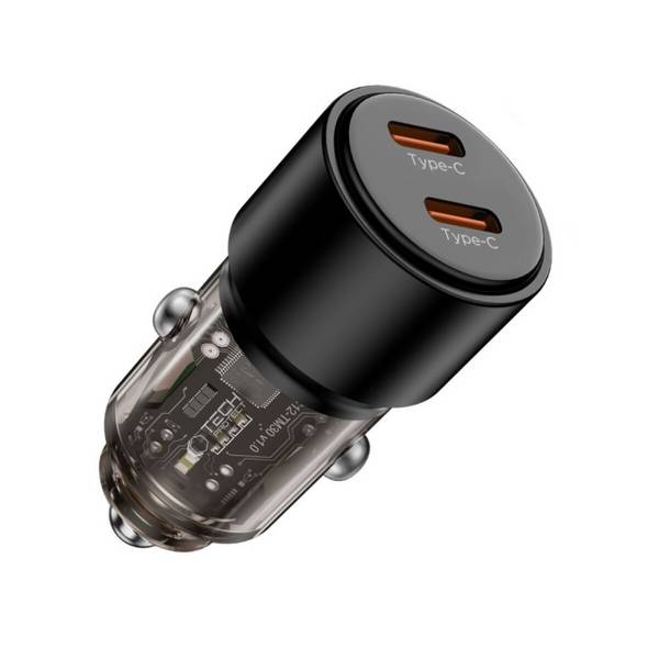 Caricabatterie per auto Tech-Protect CC03 a 2 porte PD100W – Nero