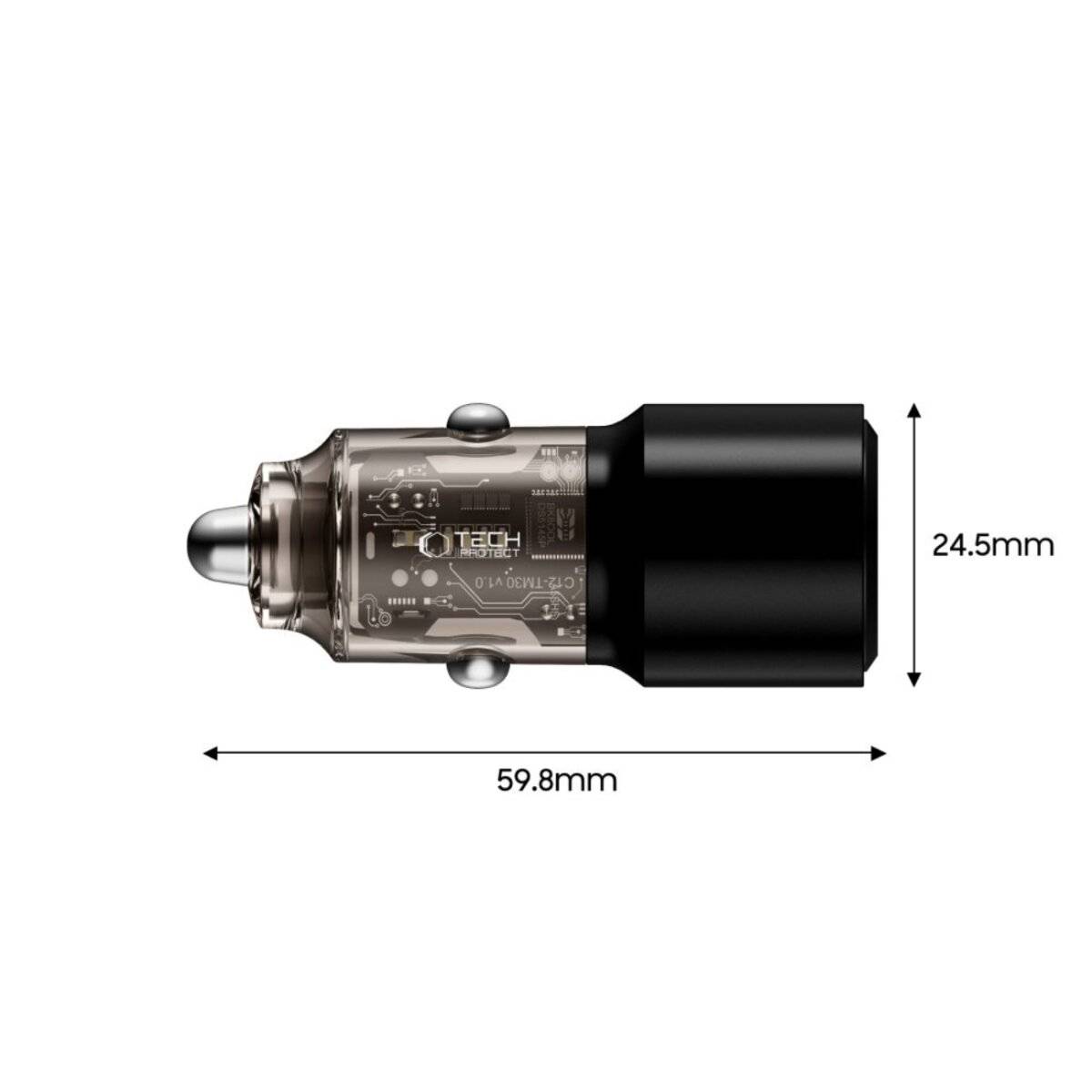 Caricabatterie per auto Tech-Protect CC03 a 2 porte PD100W – Nero-1