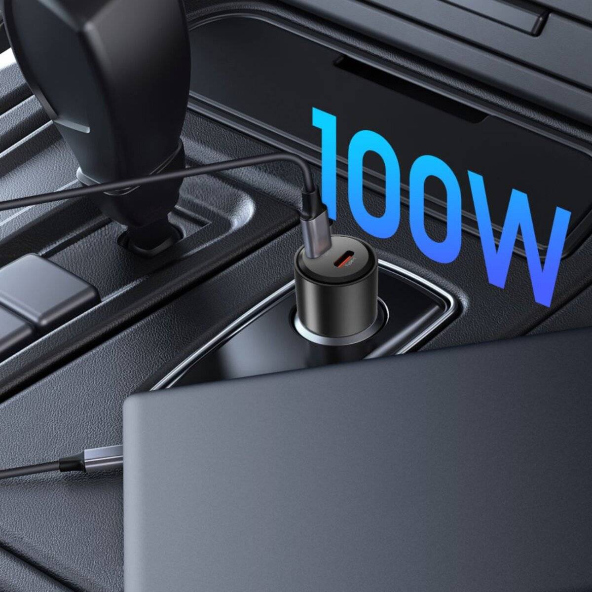 Caricabatterie per auto Tech-Protect CC03 a 2 porte PD100W – Nero-3