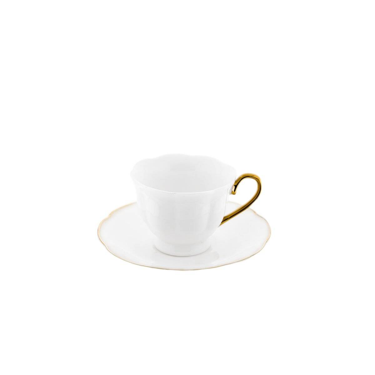 Set di 12 tazze da caffè in porcellana di alta qualità - 90 ml, bianco/oro-0
