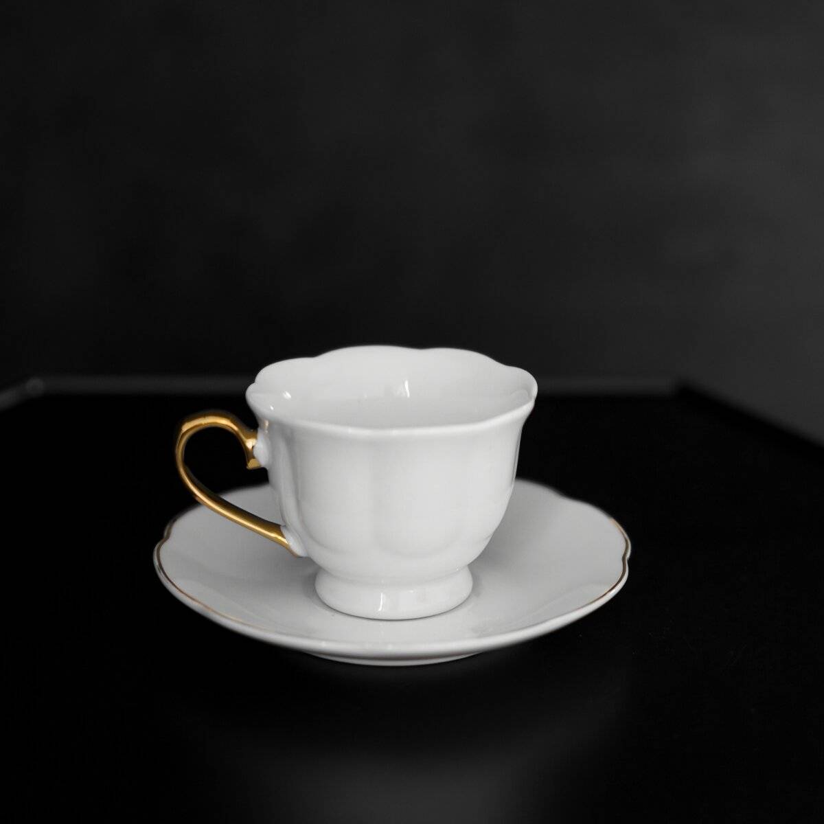 Set di 12 tazze da caffè in porcellana di alta qualità - 90 ml, bianco/oro-2