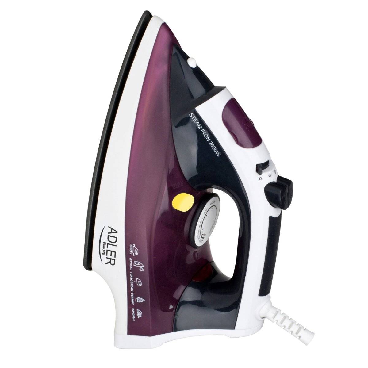 Ferro da stiro a vapore Adler AD 5022 3000 W con funzione anticalcare - Viola-1
