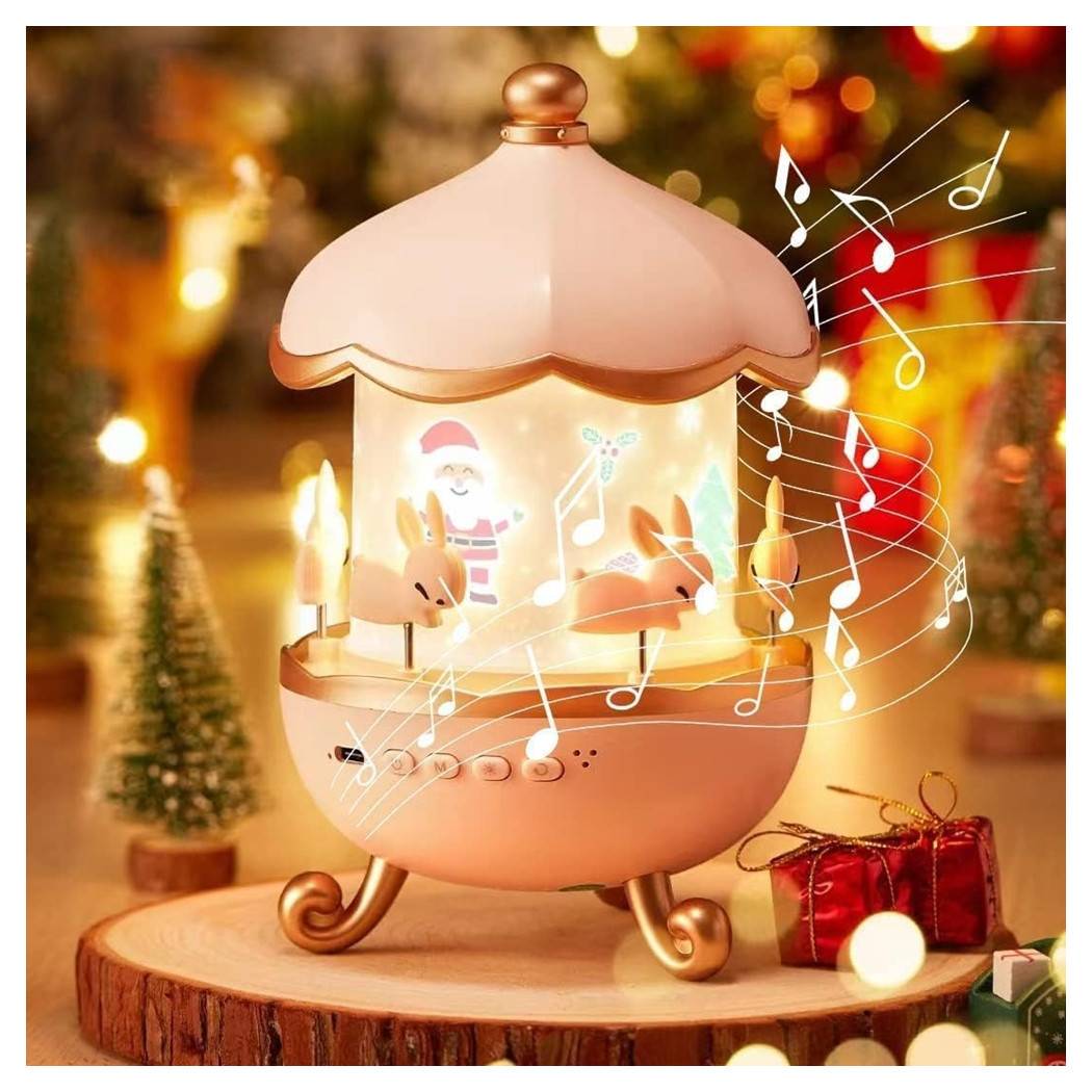 Luce Notturna Per Bambini Proiettore Cielo Forma Coniglio A Led Con Rotazione Altoparlante --4
