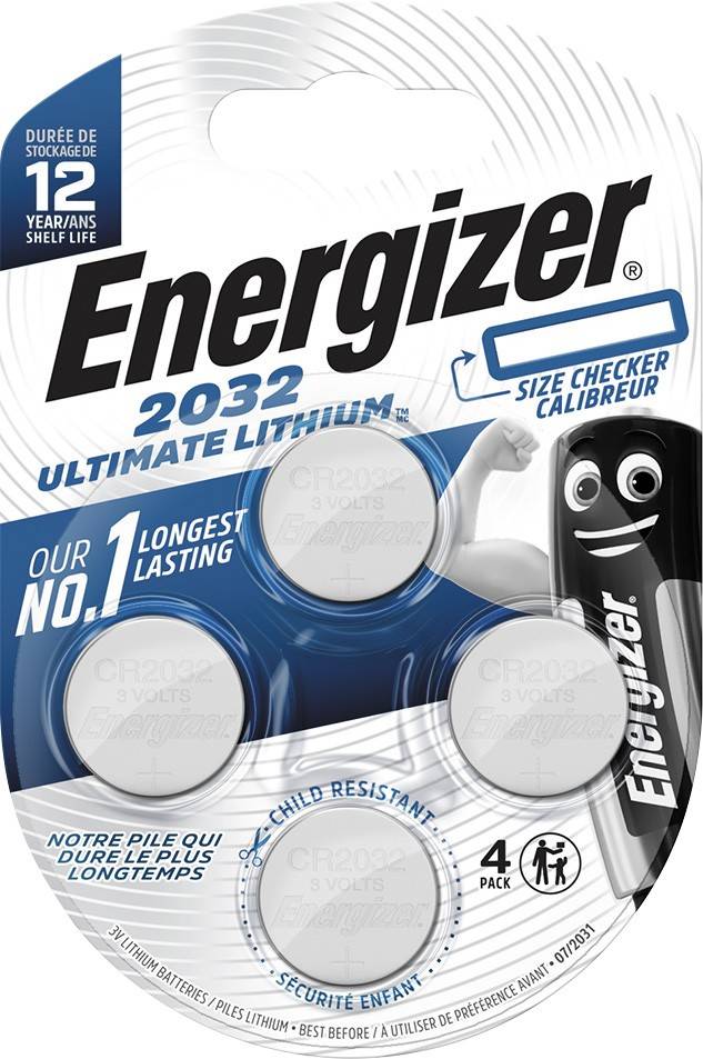 Batteria Energizer al litio, a bottone, CR2032, 3 V Ultimate Lithium, elettronica, vendita al dettaglio (confezione...-0