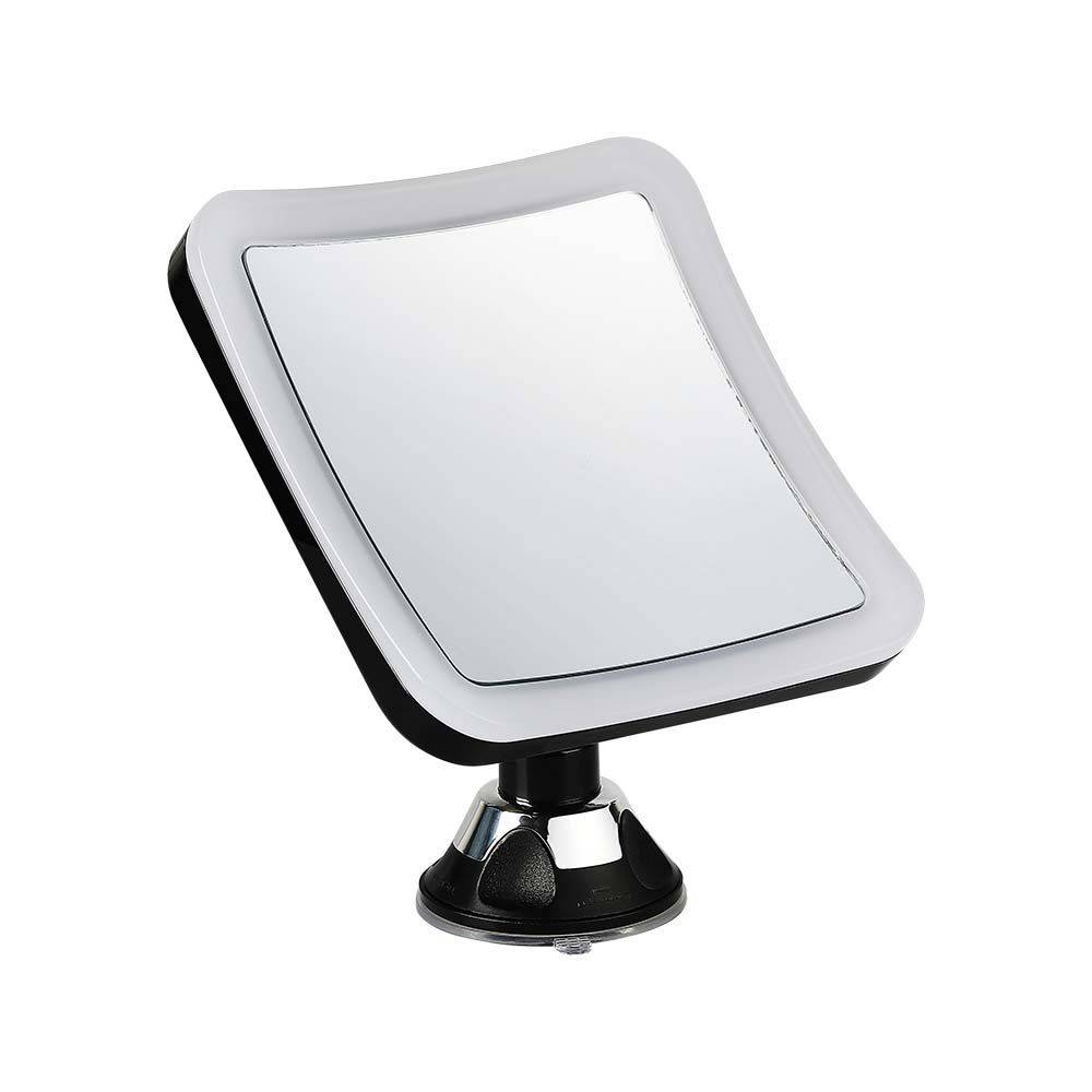V-TAC Specchio LED Quadrato 3.2W Portatile con Ventosa e Ingranditore 10x 6400K IP44-0