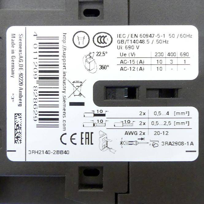 Siemens - 3RH2140-2BB40 - Sirius 3RH2140-2BB40 Interruttore ausiliare 4NA 24V DC Bobina S00 Connessione a molla-1