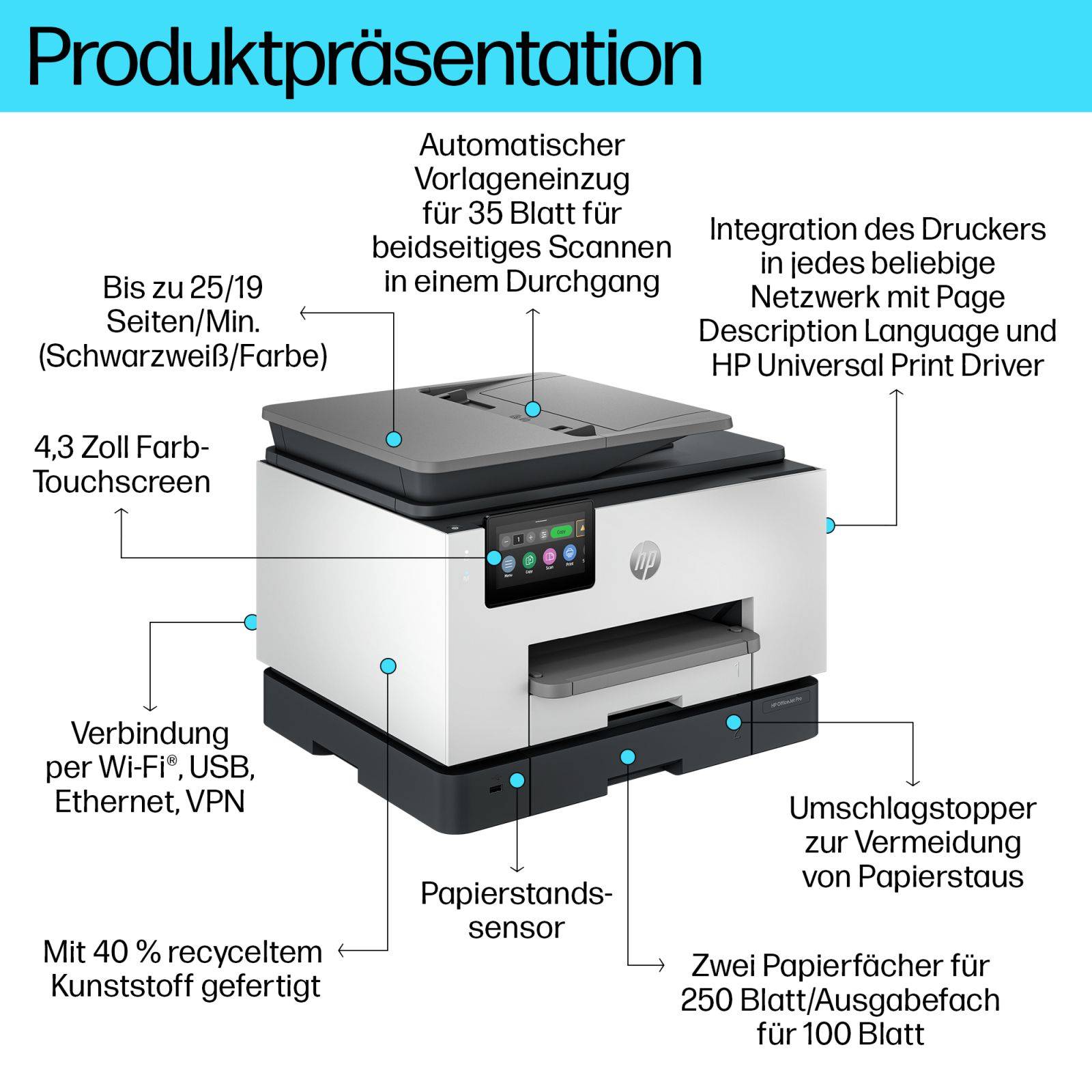 HP OfficeJet Pro 9130b Wireless All-in-One Colore Stampante, Stampa fronte/retro; fotocopiatrice, scanner-2