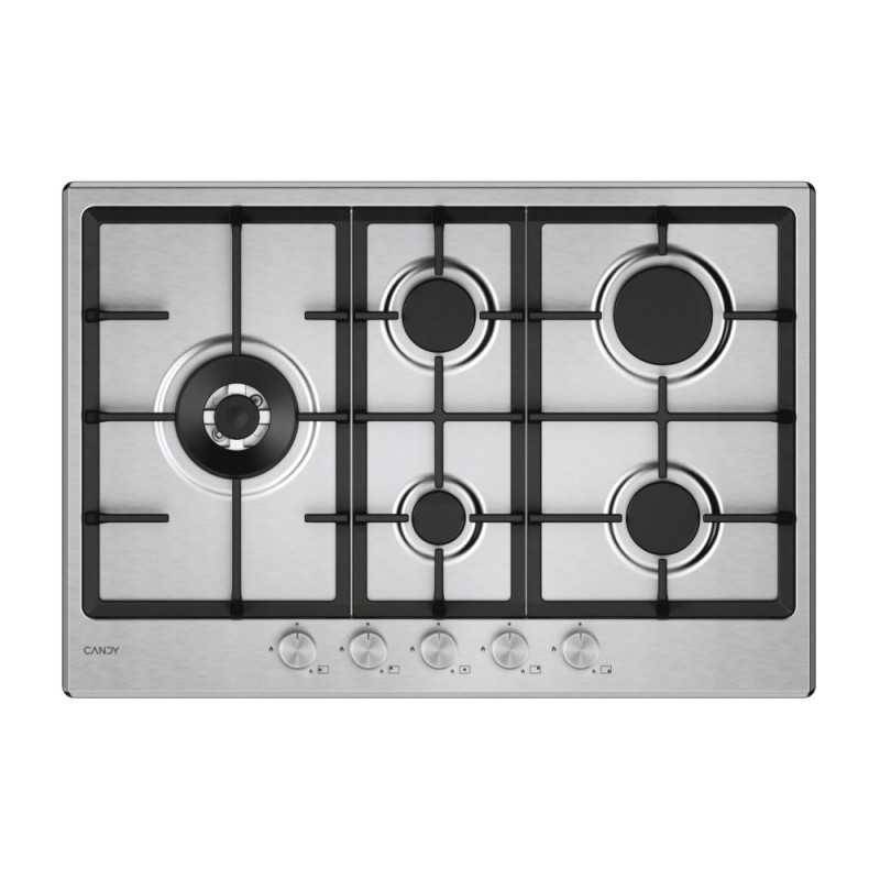Candy CHG7WL4WTX Acciaio inox Da incasso 74.5 cm Gas 5 Fornello(i)-0