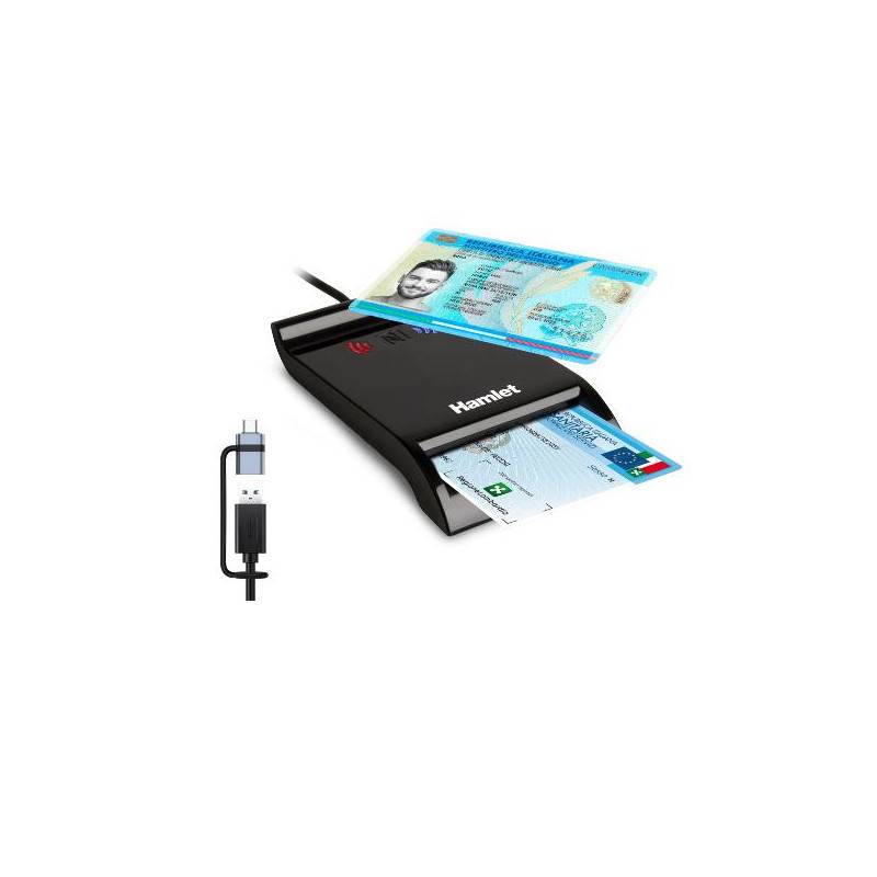 Lettore USB-A + USB-C di Smart Card a Contatto e Wireless NFC Carta Identità CIE 3.0-0