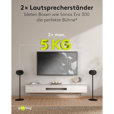 Supporto per speaker Goobay Modern Era 3 Base, nero - 2 pezzi, compatibile con Sonos Era 300, con design ridotto...-1