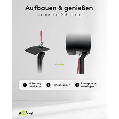 Supporto per speaker Goobay Modern Era 3 Base, nero - 2 pezzi, compatibile con Sonos Era 300, con design ridotto...-3