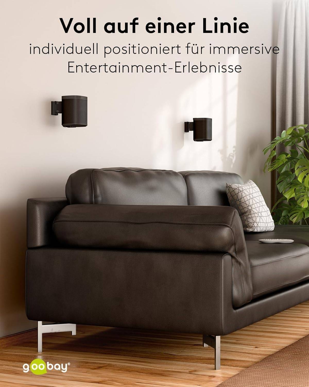 Goobay Lautsprecher-Wandhalterung One Sound Flex, schwarz - 2 Stück, kompatibel mit dem Sonos One und Sonos One SL,...-5