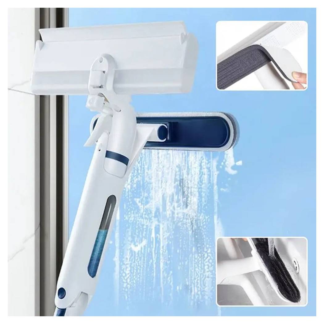 Pulitore Vetri Spruzza Lava Raschia Raccoglie Acqua 3in1 Con Spray Contenitore Integrato --4