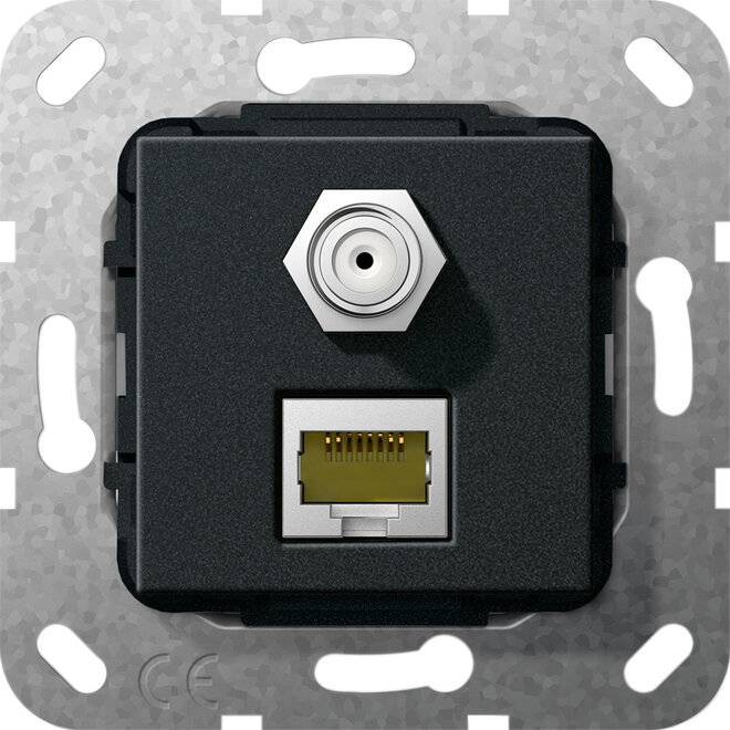 GIRA 569710. Buchsen-Typ: RJ-45. Produktfarbe: Schwarz (569710)-1