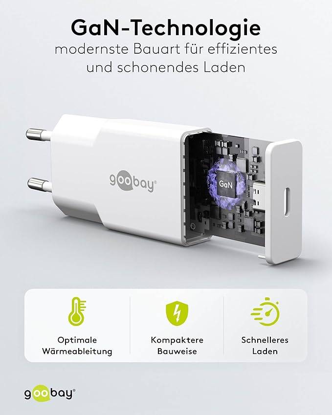 Goobay Caricatore rapido USB-C™ PD GaN Slim (20 W) bianco bianco 1x porta USB-C™ (Power Delivery)-1
