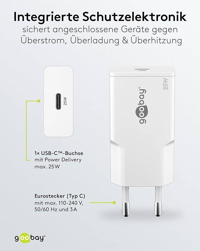 Goobay Caricatore rapido USB-C™ PD GaN Slim (25 W) bianco bianco 1x porta USB-C™ (Power Delivery)-5