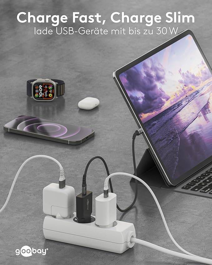 Goobay USB-C PD GaN Schnellladegerät Slim 30 W schwarz - 1x -Anschluss Power (75735)-3