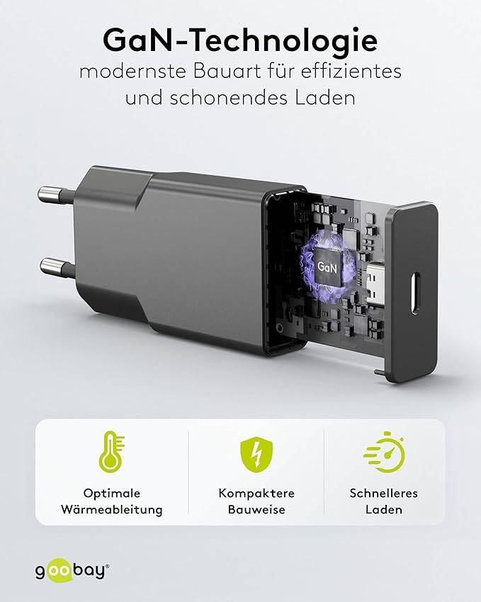 Goobay USB-C PD GaN Schnellladegerät Slim 30 W schwarz - 1x -Anschluss Power (75735)-4