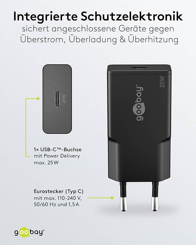 Goobay Caricatore rapido USB-C™ PD GaN Slim (25 W) nero nero 1x porta USB-C™ (Power Delivery)-6