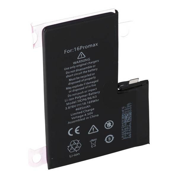 Batteria compatibile con Apple iPhone 16 Pro Max, Li-Polymer 3.87V 4685mAh 18.16Wh